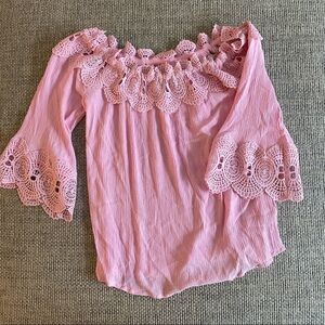 "Cream" Off the Shoulder Embroidery Top